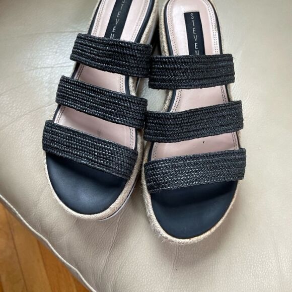 Chunky Wedge Steven by Steve Madden Braided Weave Sandal Slides Platform Shoes - Picture 3 of 8